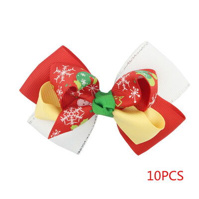 

10pcsset Kids Christmas Alligator Clip Hair Bows Grosgrain Ribbon Barrette Hairbows Baby Children Hairclip