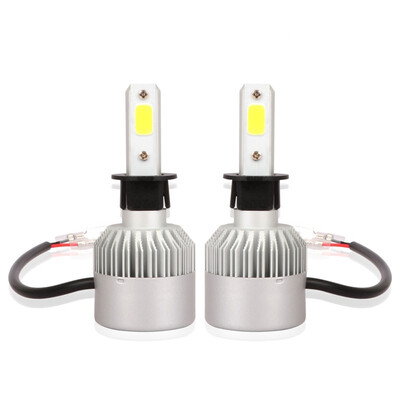 

H3 S2S 2PCS Led Cob LED Chip Car Headlamp 36W 6000k White Light 8000LM Car Bulb Fog Light Silver