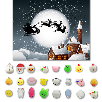 

Gotoamei 24PC Christmas Toys Mini Cute Squeeze Funny Toy Soft Stress Relief Toy DIY Decor