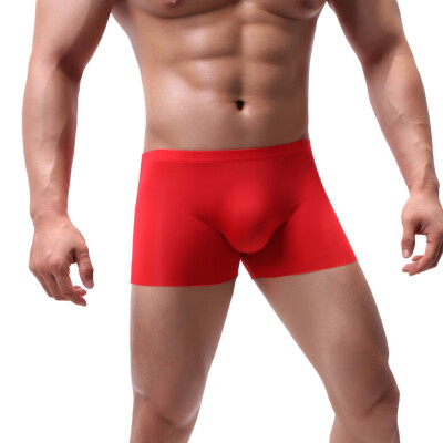 

Tailored Mens Sexy Underpants Pure Color Breathable Patchwork Ice-silk Underwear