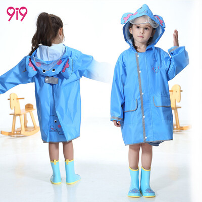 

9i9 long love childrens raincoat boys&girls kindergarten pupils cartoon raincoat hidden backpack poncho net red backpack raincoat 1900040 blue elephant M