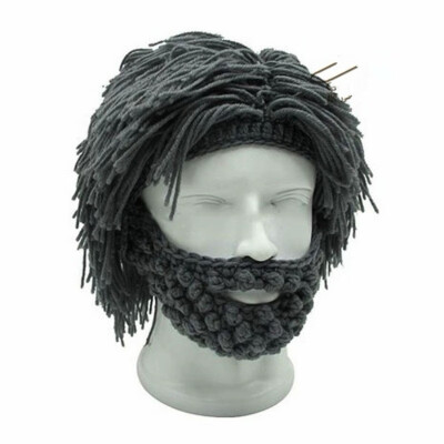 

New Handmade Knitted Men Winter Crochet Mustache Hat Beard Beanies Face Tassel Bicycle Mask Ski Warm Cap Funny Hat Gift