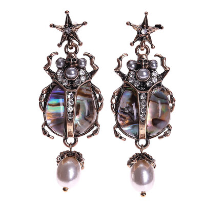 

Cultured Pearl Star Insect Earrings Personalized Cute Statement Earrings Fashion Women Jewelry Brincos