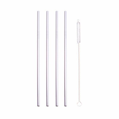 

STRUST 4PCSSET 6x215MM Reusable Drinking Straw 304 Stainless Steel Food Grade Straw with Cleaner Brush Bar Accessory