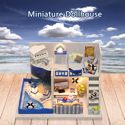 

Siaonvr DIY Miniature Dollhouse Furniture Sea Style Creative Room Decorate Craft Gifts