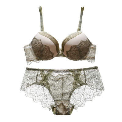 

Fashion Bra Set Padded Sexy Back Closure Lace Embroidery Bra Girls Push Up Underwear Women Small Chest Underwire Bra