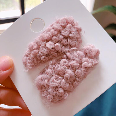 

Cute Clips Children Candy Color Plush Princess Imitation Autumn Winter Hair Duckbill Clips 2 Pieces