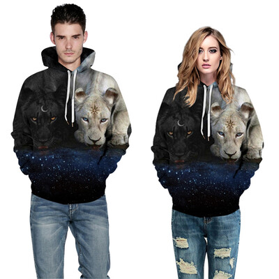 

Toponeto Women Men Autumn Winter 3D Printing Long Sleeve Caps Sweatshirt Pullover Top
