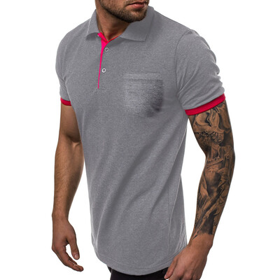 

Toponeto Mens Summer Casual Patchwork Slim Short Sleeve Pockets T Shirt Top Blouse