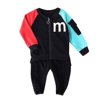 

Autumn Baby Boys Girls Set Long Sleeve Letter Print Hoodie Zipper Sweatshirt TopsPants Set