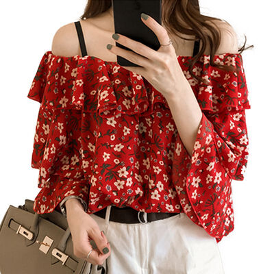

2019 Women Summer Blouses Sweet Floral Printed Shirts All-match Blouses