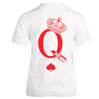 

New Couple Men And Women Fashion Casual Letter Printed T-Shirt Summer King Queen T Shirt Lovers Short Sleeve