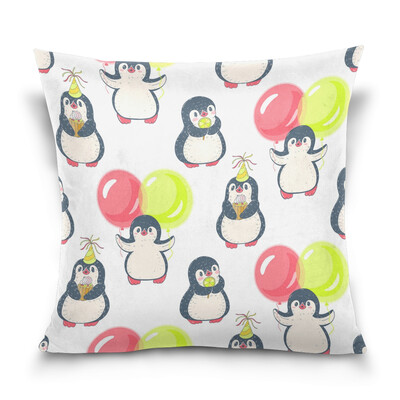 

ALAZA Throw Pillow Cover 16 X 16 inch Christmas Gift Cushion Cover with Cartoon Penguin Printed Pillowcase