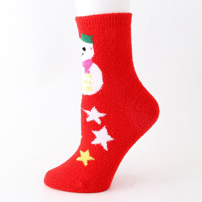 

Womens Socks Warm Christmas Cotton Socks Cosy Female Cute Snowman Gingerbread Reindeer Bear Man Printed Hosiery