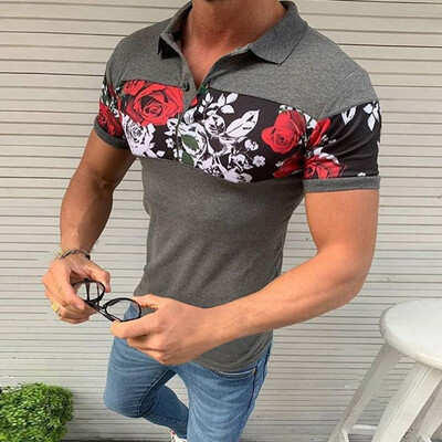 

Fashion Summer Men Hawaiian Shirts Floral Short Sleeve Lapel T-shirt Casual Top