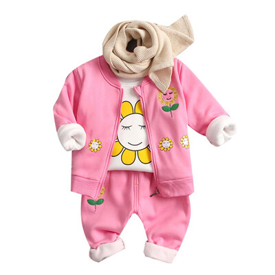 

2019 Autumn Baby Boy Girl Long Sleeve Thicken Floral Print T-shirt Sweatshirt Trousers Casual Outfits