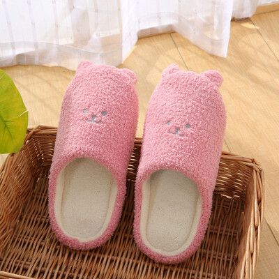 

1pair House Plush Women Slippers Autumn Winter Indoor Cute Animal Soft Bottom Non-slip Floor Shoes Home Slippers Women Slides