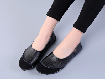 

5 Colors New Womens Cowhide Matte Soft Leather Shallow Mouth Shoes Lazy Shoes