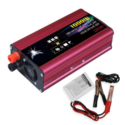 

Car Power Inverter LED Indicator Power Converter Intelligent Cooling Universal Modified Sine Wave 1000W DC 12V24V to 220V AC