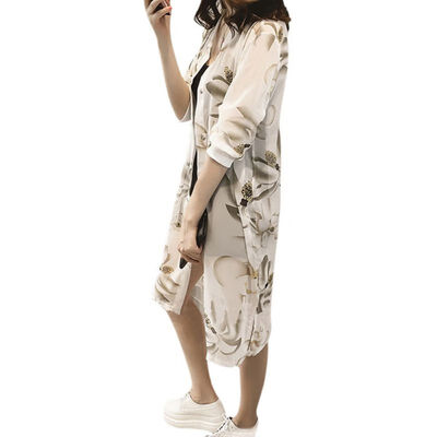 

Chiffon Blouse Long Shirt 2017 Summer Half Sleeve Vintage Elegant Floral Print Kimono Cardigan Women Tops