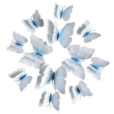 

12Pcs double-layer 3D Butterfly Wall Sticker for wedding decoration room Butterflies wall decor Fridge Magnet stickers