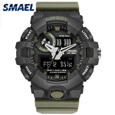 

Mens Stylish Sports Multi-function Electronic Waterproof Watch Dual Display Wristwatches