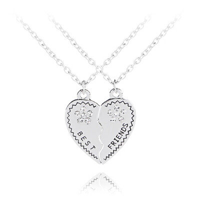 

2PCSet Big Alloy Pendant Best Sister Necklaces Pendants Heart Stitching Sisters Broken Heart Necklace For Women