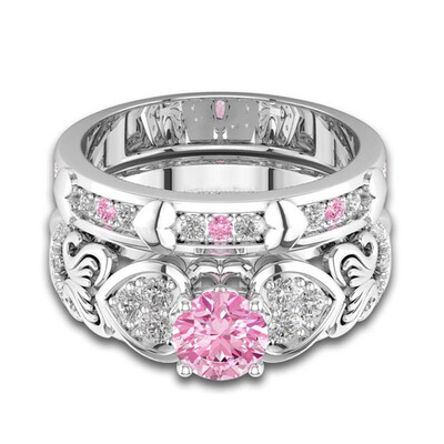 

1 Pair Lover Ring High-grade Platinum-plated Fashionable Jewelry AAA Zircon Double Couple Ring