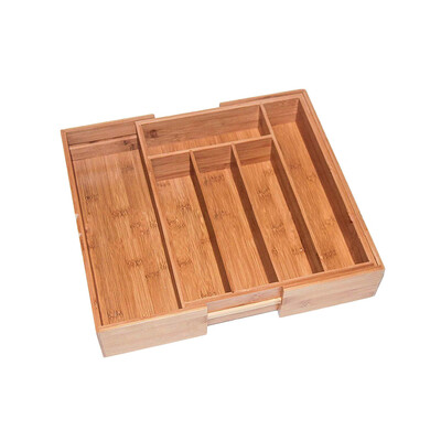 

Kitchen Non-Retractable Bamboo Cutlery Tray Storage Box Tableware Home Kitchen Jewelry Tools Drawer Organizer