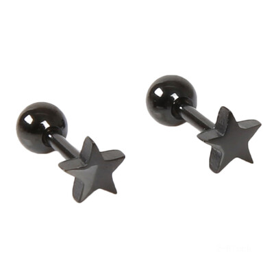 

New 1 Pc Unisex Hypoallergenic Pentagram Titanium Steel Ear Stud Earring Multicolor
