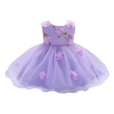 

B Wedding Flower Girls Dress Princess Party Pageant Formal Dress Little Baby Girl Birthday Beautiful Dress