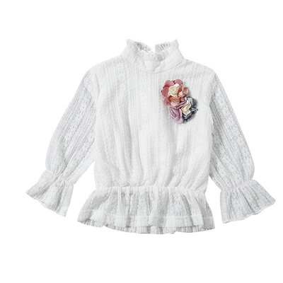 

Baby Girls Spring Cotton Floral Lace Design T-shirt Tops Blouse Long Sleeve Children Casual Shirts New