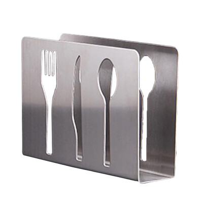

Stainless Steel Paper Napkin Holder Cutlery Cutout Dining Table Decor Rack