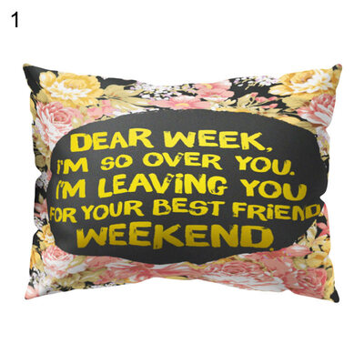

Flower Letter Print Pillow Case Sofa Waist Throw Cushion Cover Office Home Decor