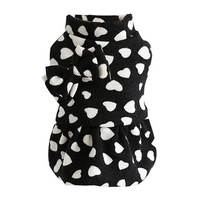 

Dog Sweater Dress Pet Dog Bowknot Clothes For Small Dogs Chihuahua Winter Printed Clothing Warm Cotton Puppy Outfit Costume