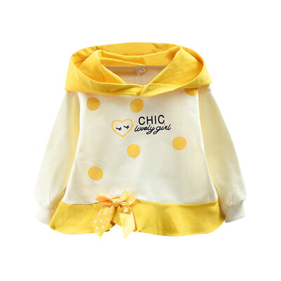 

Baby Girl Clothes 0-4T Loose Casual Letter Dot Print Hooded Top Cute Toddler Autumn New Sweet Bow Decoration Girl Hoodie