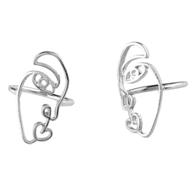 

New Ethnic Metal for Fingers Jewelry Fashion Creative Rings Hollow Human Face Rings for Women Gift Drop shipping