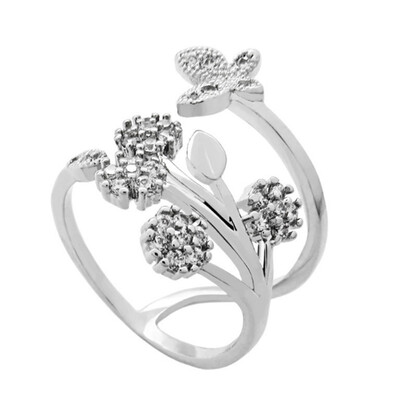 

Crystals Ring Rose Gold Color Zircon Ring Jewelry Engagement Silver Open Rings For Women Wedding