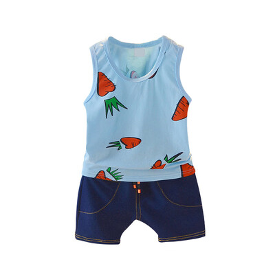 

Baby Kid Boy Clothes Summe Boy Clothing Set Sleeveless Cartoon Carrot VestDemin Shorts 2PCs Kids Boy Clothes Set