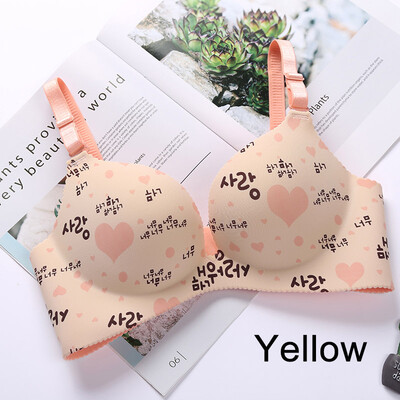 

five-color one-piece Bra Gathered Adjustable Shoulder Strap Four Rows Of Buckles Without Steel Support Printed Bra 3