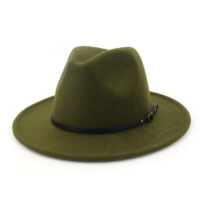 

Men Women Vintage Wide Brim Fedoras Hat Church Party Ladies Felt Jazz Cap