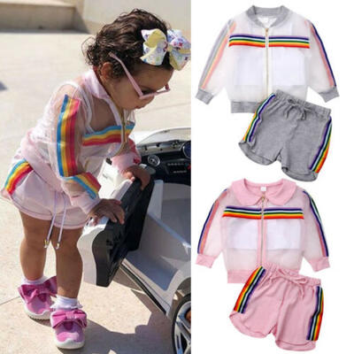 

Fashion Toddler Kids Baby Girl Long Sleeve CoatVestShort Pants Outfit Clothes