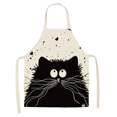 

1Pcs Kitchen Apron Funny Dog Bulldog Cat Printed Sleeveless Cotton Linen Aprons for Men Women Home Cleaning Tools 6849cm