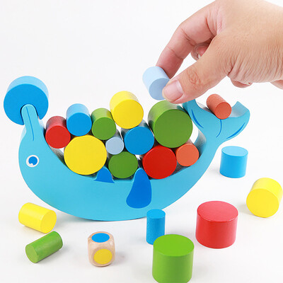 

YIWULAWooden Dolphin Stacked Balance Toys Babies Early Learning Parenting Games Gift