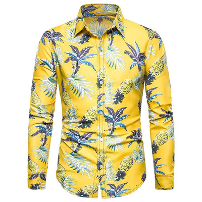 

Tailored Men Summer Bohe Linen Long Sleeve Basic T Shirt Blouse Fit Slim Printed Top