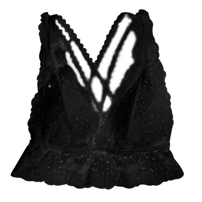 

Sexy Lace Bralette Camisoles Tank Top Women Deep V Back Cross Wirefree Underwear Lingerie Brassiere