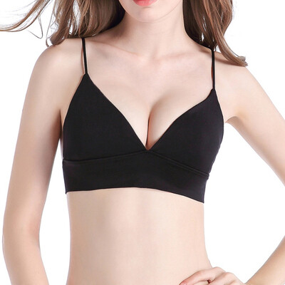 

2018 Sexy Women Padded Push Up Wire Free  Closure Fitness Three Quarters Cup Underwear Shockproof Strappy Safety Bra