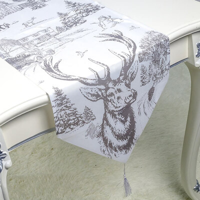 

Christmas Dining Table Polyester Cotton Flag Xmas Party Venue Banquet Home Decor