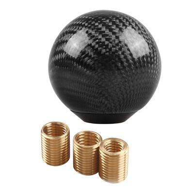 

Universal Car Gear Shift Knob Round Ball Shape Red Carbon Fiber Style Vehicles