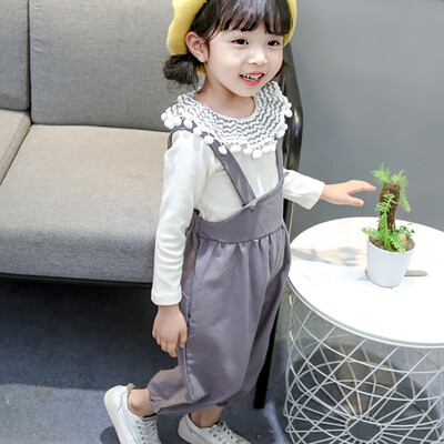 

Baby Girl Clothes 0-3T Lovely Toddler Girl Long-sleeved Girls Sets Simple Casual Top Bib Overalls 2 Pieces Childrens Sets